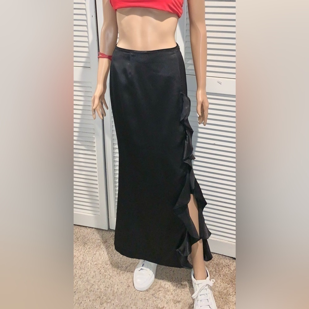 Together satiny slip skirt Maxi Slit on the side with ruffles Size 6